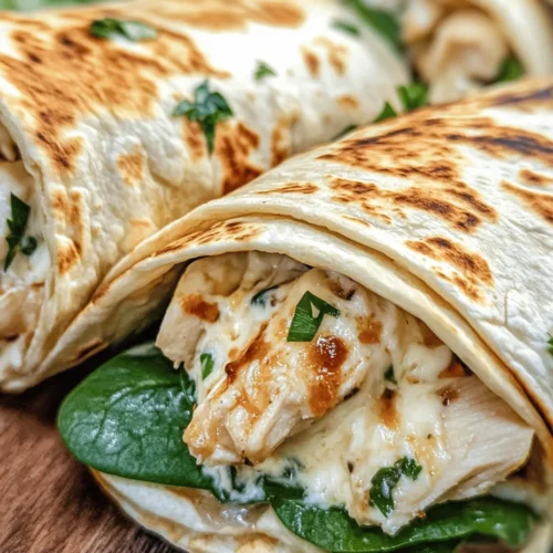 In our fast-paced lives, the importance of quick and delicious meals cannot be overstated. We all experience days filled with meetings, errands, and activities that leave little room for elaborate cooking. This is where the Cheesy Garlic Chicken Wraps come into play. They are not only quick to prepare but also exceptionally satisfying, making them an ideal choice for lunch or dinner. The combination of cheesy goodness and succulent chicken wrapped in a soft tortilla caters to both cravings for comfort food and the need for a nutritious meal.