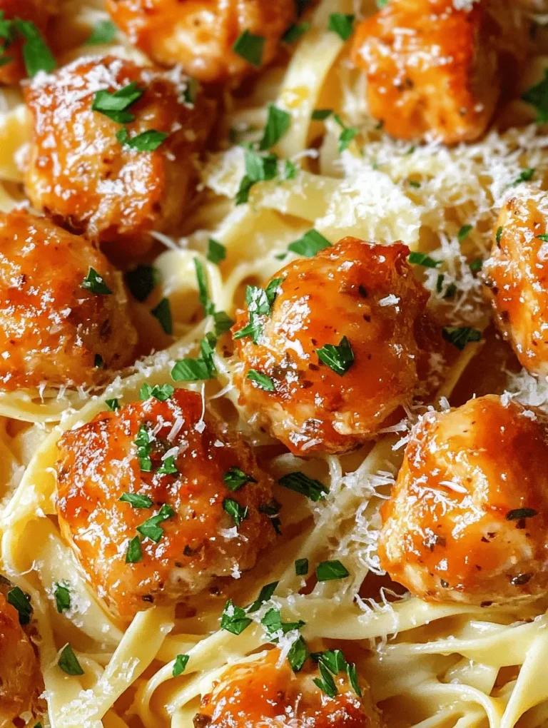 Welcome to a culinary experience that combines the simplicity of weeknight dinners with the indulgence of a gourmet meal – Garlic Butter Chicken Bites with Savory Creamy Parmesan Pasta. This dish encapsulates the essence of comfort food, making it an ideal choice for busy families and food enthusiasts alike. From the moment the garlic hits the pan, the aroma fills your kitchen, inviting everyone to gather around the dining table.