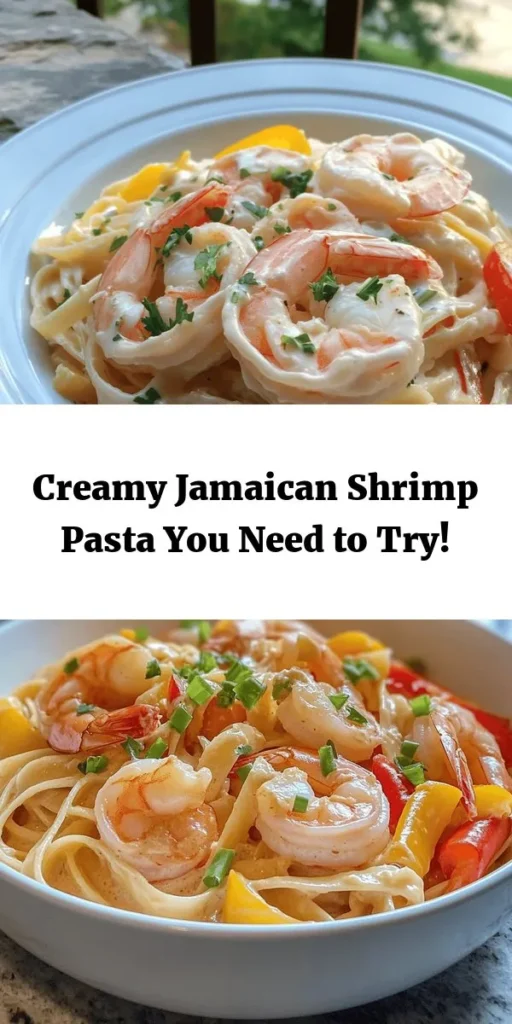 Dive into the tropical flavors of Jamaica with this creamy shrimp pasta dish that's sure to impress! This recipe combines succulent shrimp, colorful bell peppers, and a rich sauce made from coconut milk and heavy cream, all tossed with fettuccine for a hearty meal. Perfect for a weeknight dinner or special occasions, this dish is easy to prepare and delivers a burst of Caribbean-inspired taste. Garnish with fresh herbs and enjoy a delightful culinary experience!