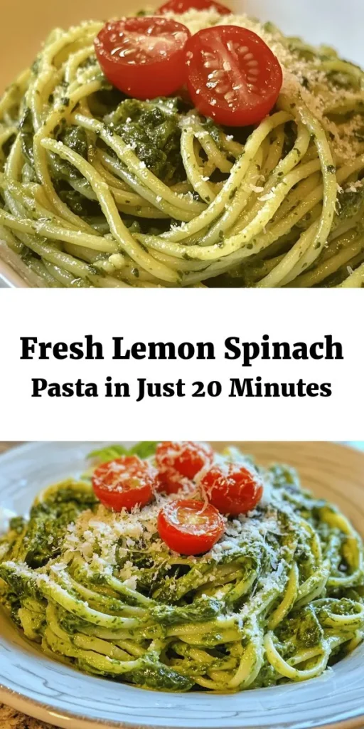 Light, refreshing, and oh-so-easy to make, this Lemon Spinach Pasta is your new go-to weeknight dinner! With just a handful of ingredients, including fresh spinach, zesty lemon, and creamy Parmesan, you can whip up a deliciously satisfying meal in just 20 minutes. Perfect for busy days or when you want something healthy yet indulgent. Top with cherry tomatoes and a sprinkle of red pepper flakes for an extra flavor boost! Enjoy the burst of fresh flavors in every bite.