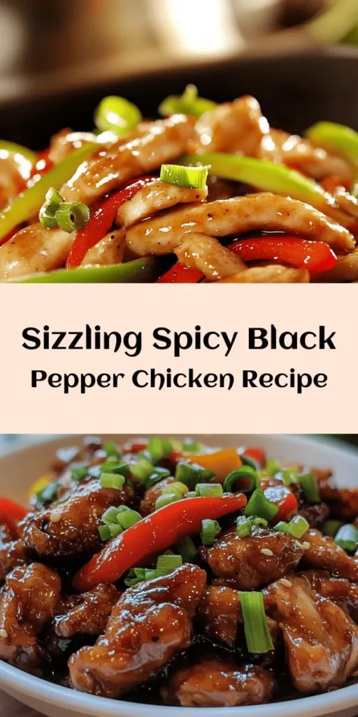 Spice up your dinner with this delicious Spicy Black Pepper Chicken! This quick and easy recipe features tender chicken strips marinated in soy and oyster sauce, then stir-fried with colorful veggies and aromatic garlic and ginger. With a generous kick of freshly ground black pepper, this dish is bursting with flavor. Perfect for a weeknight meal, serve it hot and garnish with green onions for an extra touch. Enjoy this crowd-pleaser in just 45 minutes!