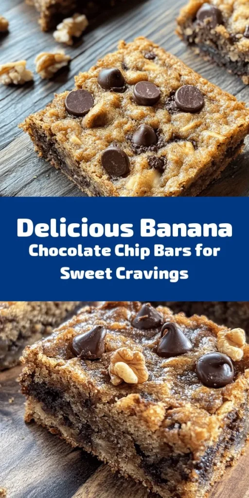 Indulge in these delicious Banana Bliss Chocolate Chip Bars! Made with ripe bananas and rich chocolate chips, these easy-to-bake bars are perfect for snacking or dessert. With a buttery and moist texture, they’ll quickly become a family favorite. Follow simple steps to whip them up in just 40 minutes. Whether you enjoy them plain or with nuts, these delightful treats are sure to bring a smile! Perfect for sharing or enjoying solo!
