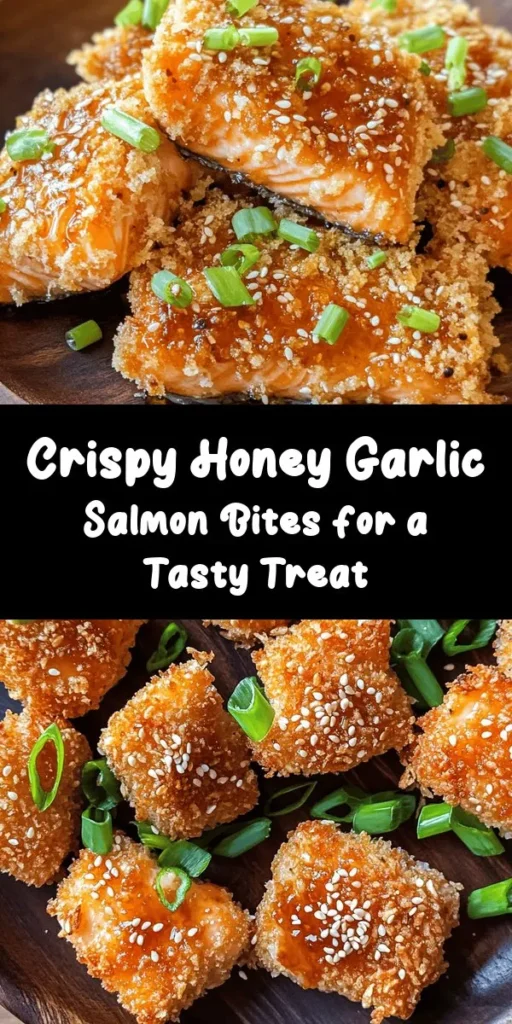 Treat yourself to these crispy honey garlic salmon bites that are perfect for any occasion! Quick and easy to make, these flavorful bites are coated in a crunchy panko crust and tossed in a deliciously sticky honey garlic sauce that will have everyone asking for seconds. With just a few simple ingredients and a total prep time of 25 minutes, you can enjoy a restaurant-quality appetizer right at home. Perfect for parties or weeknight dinners!