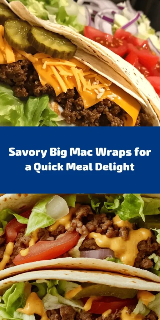 Create a family favorite with these delicious Big Mac Wraps! Packed with seasoned ground beef, fresh veggies, and a special sauce, these wraps are a fun twist on the classic burger. Perfect for lunch or dinner, they're easy to assemble and bursting with flavors everyone will love. Top them off with sesame seeds and serve with extra sauce for dipping. Enjoy a quick, satisfying meal that’s ready in just 30 minutes!