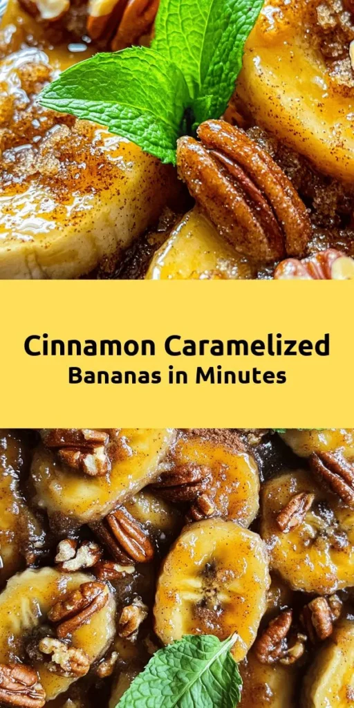 Indulge in this Sizzling Cinnamon Bananas Delight, a quick and tasty treat perfect for any time of day! With just a few simple ingredients—ripe bananas, butter, brown sugar, and cinnamon—you can whip up a delicious dessert in under 10 minutes. The caramelized bananas, enriched with warm vanilla and a hint of salt, create a mouthwatering flavor explosion. Optionally, sprinkle with toasted pecans and fresh mint for an extra touch. Enjoy this easy recipe that’s sure to impress!