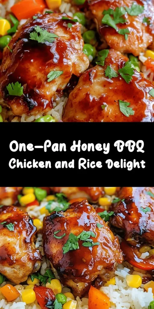 Discover the simplicity of this One-Pan Honey BBQ Chicken Rice recipe! Packed with juicy, marinated chicken thighs and vibrant vegetables, it’s an easy weeknight dinner that brings together sweet and smoky flavors. With tender jasmine rice cooked to perfection in a savory chicken broth, this dish is not only delicious but also minimizes cleanup. Perfect for a family meal, just prepare, cook, and enjoy! Don’t forget to garnish with fresh parsley for a beautiful finish!