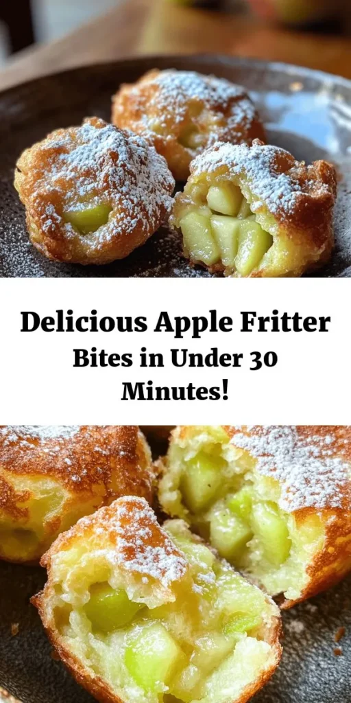 Indulge in these delightful Apple Fritter Bites, a perfect blend of sweet and spicy! Made with fresh Granny Smith apples, these golden, crispy morsels are easy to whip up in just 30 minutes. Coated in a light batter and fried to perfection, they make a fantastic snack or dessert. Finish them off with a dusting of powdered sugar for a sweet treat. Ideal for sharing with friends or family, these bites are sure to impress!