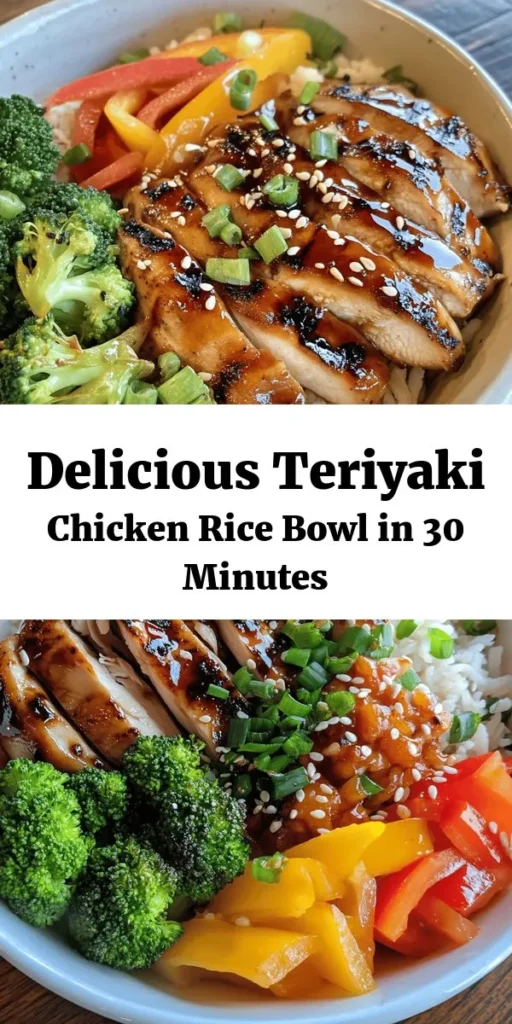 Looking for a delicious weeknight dinner? Try this easy Teriyaki Chicken Rice Bowl! With tender marinated chicken thighs, vibrant stir-fried broccoli, and bell peppers served over fluffy jasmine rice, it's a complete meal in one bowl. The sweet and savory teriyaki sauce pulls everything together, making it a family favorite. Finish it off with fresh green onions and sesame seeds for the perfect crunch. Quick, flavorful, and satisfying!