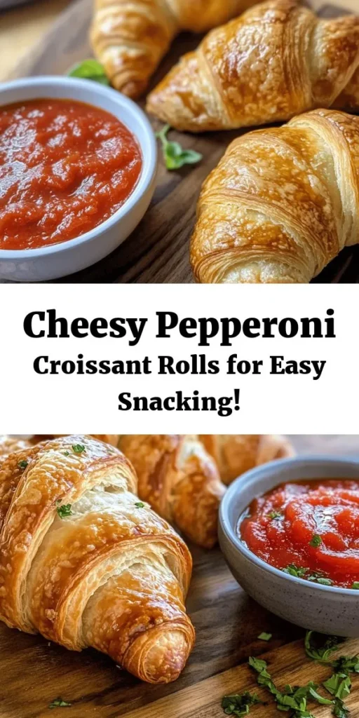 Dive into the deliciousness of Mozzarella Pepperoni Croissant Rolls! Perfect for a snack or appetizer, these easy-to-make rolls feature flaky croissant dough filled with gooey mozzarella and savory pepperoni, all seasoned to perfection. Just roll, bake, and enjoy with marinara sauce for dipping. With just 15 minutes of prep and 30 minutes total, they’re a quick and tasty treat that everyone will love. Give them a try!