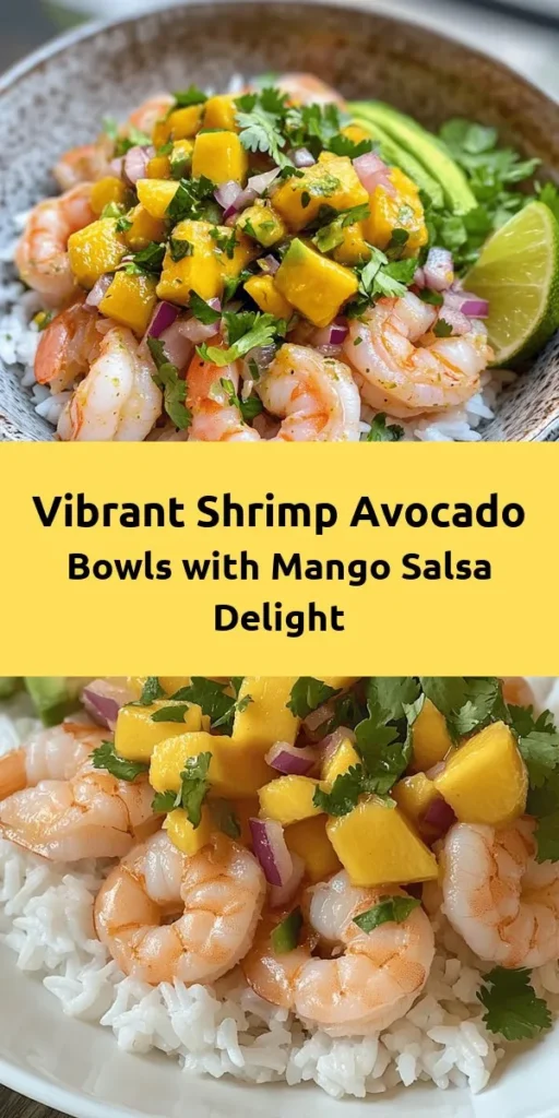 Dive into a burst of flavors with these Shrimp and Avocado Bowls featuring zesty Mango Salsa and a creamy Lime-Chili Sauce. Perfect for a quick lunch or a satisfying dinner, this recipe combines succulent shrimp seasoned with chili and smoked paprika, served over fluffy rice. Fresh mango salsa adds a tropical twist, while avocado and lime elevate the dish. Whip it up in just 35 minutes and enjoy a colorful, healthy meal packed with nutrients!