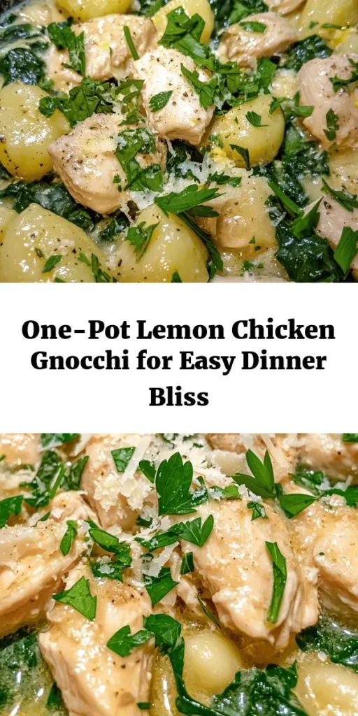 Indulge in this One-Pot Lemon Chicken Gnocchi Delight that's bursting with flavor! In just 30 minutes, you can whip up a comforting dish with tender chicken, pillowy gnocchi, and vibrant spinach all cooked in a creamy lemon sauce. Perfect for busy weeknights, this easy recipe requires minimal cleanup and will have everyone asking for seconds. Don’t forget to top it off with fresh parsley and Parmesan for an extra touch. Enjoy this delicious meal today!
