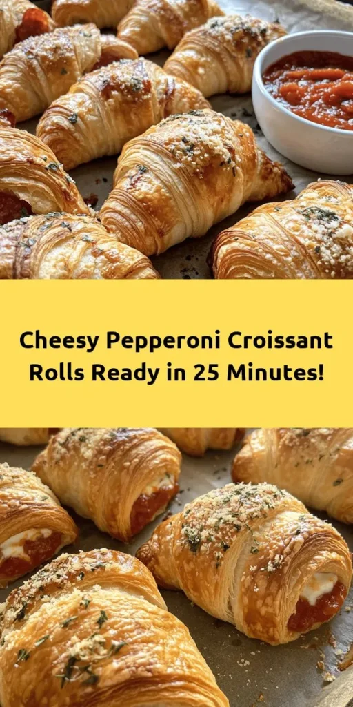 Craving a delicious snack? Try these Mozzarella Pepperoni Croissant Rolls, the perfect blend of gooey cheese and savory pepperoni wrapped in flaky crescent dough! Ready in just 25 minutes, this easy recipe is a fun twist on pizza. Simply layer mozzarella, pepperoni, and Italian herbs before rolling them up and baking. Don’t forget the marinara sauce for dipping! Ideal for game day or a cozy movie night. Enjoy this tasty treat today!