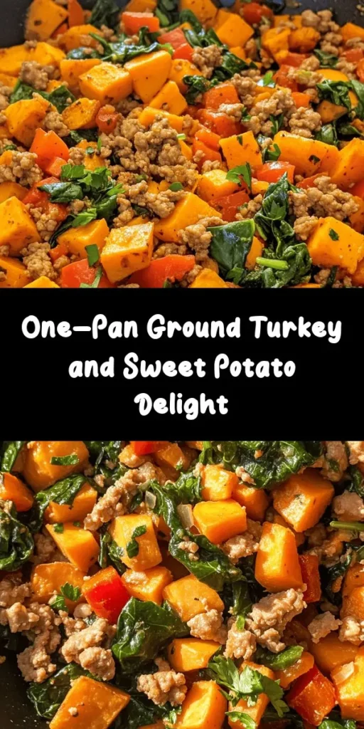 Try this delicious Ground Turkey Sweet Potato Skillet for a nutritious and easy meal! Packed with flavor from smoked paprika and cumin, this one-pan dish combines tender sweet potatoes, savory ground turkey, and fresh veggies like bell pepper and spinach. Perfect for a quick weeknight dinner, it's ready in just 30 minutes. Top with fresh herbs for an extra burst of flavor. Enjoy a healthy, hearty meal that's sure to please the whole family!