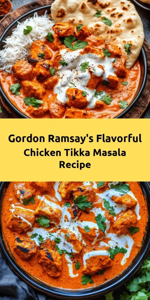 Indulge in Gordon Ramsay's Chicken Tikka Masala, a mouthwatering dish that's perfect for any occasion. This recipe combines marinated chicken cubes grilled to perfection with a rich, creamy sauce infused with aromatic spices like cumin, coriander, and garam masala. Serve it hot with fragrant basmati rice or warm naan for a truly satisfying meal. Get ready to impress your family and friends with this delightful dish that's easy to make and bursting with flavor!