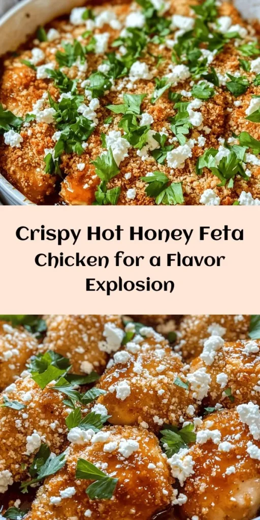 Savor the bold flavors of Crispy Hot Honey Feta Chicken! This delightful dish pairs tender, perfectly breaded chicken breasts with a sweet and spicy hot honey drizzle and creamy feta cheese. Made with simple ingredients like panko breadcrumbs, garlic powder, and smoked paprika, it’s an easy weeknight dinner that’s sure to impress. Serve it hot and enjoy with your favorite sides for a delicious meal everyone will love!