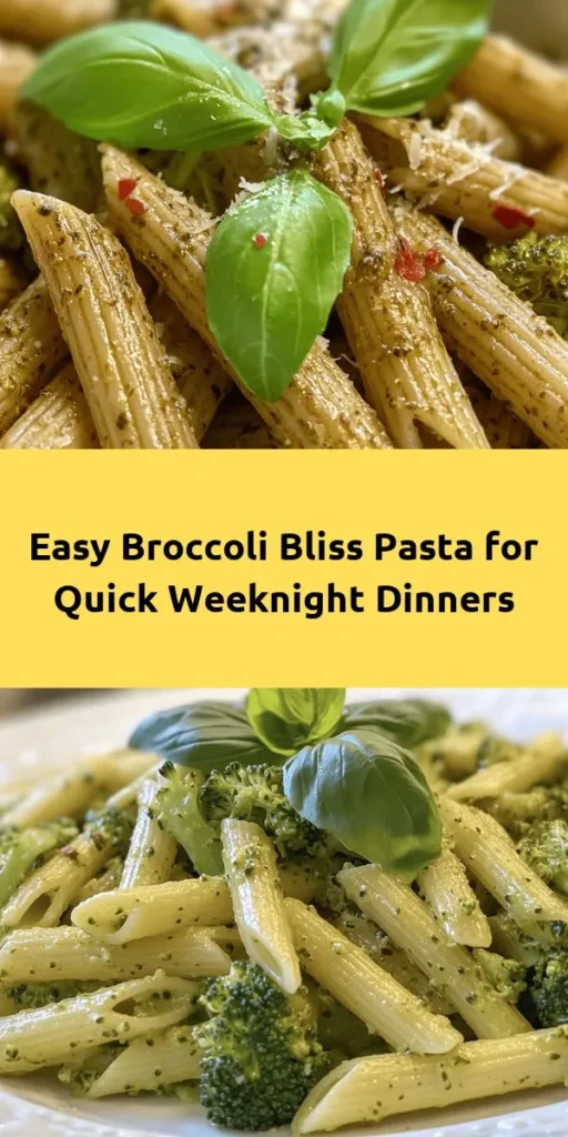 Indulge in the vibrant flavors of Broccoli Bliss Pasta, a healthy and easy dish that's perfect for any night of the week! Made with whole wheat pasta, fresh broccoli, garlic, and a hint of red pepper flakes for a kick, this recipe comes together in just 25 minutes. Tossed in a light sauce with a splash of lemon and topped with Parmesan, it's a delightful meal that you’ll crave again and again. Don’t forget to garnish with fresh basil for an extra touch!