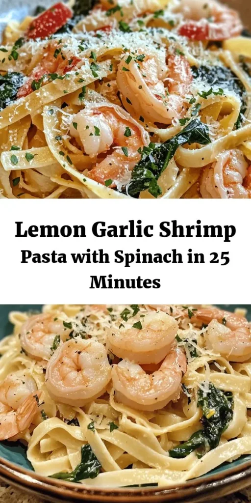 Indulge in this flavorful Lemon Garlic Shrimp Pasta with Spinach that's quick and perfect for any night! With succulent shrimp, fresh spinach, and a zesty lemon-garlic sauce, this dish is not only delicious but also easy to make in just 25 minutes. Toss in some Parmesan for that extra cheesy touch and you’ve got a meal that’s sure to impress. Fresh, light, and satisfying, it's a must-try for pasta lovers! 🍋🧄✨
