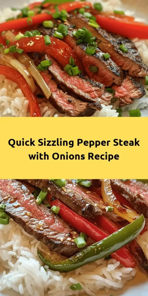 Looking for a quick and flavorful meal? Try this sizzling Pepper Steak with Onions! Thinly sliced flank steak is marinated in savory soy and oyster sauce, then stir-fried with colorful bell peppers and onions for a delicious one-pan dish. Drizzle with sesame oil for an extra kick, and serve it over rice or noodles. Perfect for a busy weeknight dinner, this recipe is sure to impress! Enjoy a taste of homemade goodness in just 45 minutes.