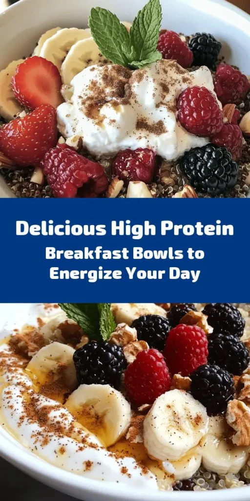 Start your day with a delicious Energizing High Protein Breakfast Bowl! This nutritious recipe features a hearty base of quinoa topped with creamy Greek yogurt and cottage cheese for a protein-packed punch. Add vibrant mixed berries, banana slices, and a sprinkle of chia seeds for extra texture. Drizzle with honey or maple syrup and top with nuts and cinnamon for a delightful twist. Ready in just 10 minutes, it's perfect for busy mornings and will keep you energized all day long!