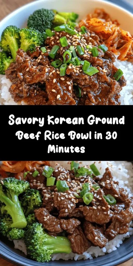 Treat your taste buds to a delicious Korean Ground Beef Bowl! This quick and easy recipe features savory ground beef cooked with garlic, ginger, and soy sauce, all topped on fluffy jasmine rice and steamed broccoli. Ready in just 30 minutes, it’s perfect for weeknight dinners or meal prep. Garnish with fresh green onions and sesame seeds, and add kimchi for an authentic twist. Your family will love this flavorful bowl of goodness!