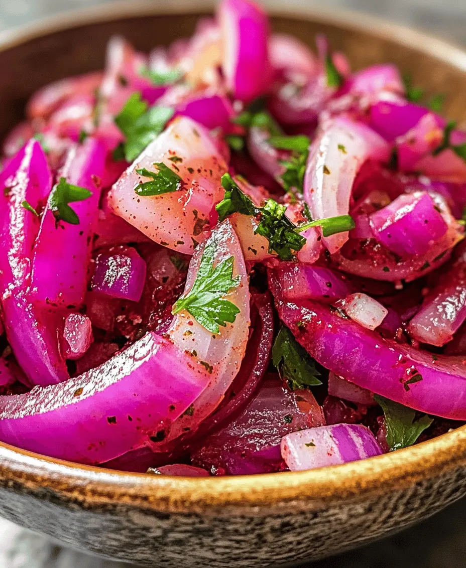 Sumac Onions Delight is a vibrant and zesty dish that brings together the unique flavors of sumac and fresh onions, transforming simple ingredients into a culinary experience. This dish has its roots in Middle Eastern cuisine, where sumac is often used to enhance the flavors of various dishes. It showcases the beauty of using fresh, high-quality ingredients that not only elevate the taste but also contribute to a healthier meal. Sumac Onions Delight can be served as a side dish, a topping for grilled meats, or even as a component in salads, lending its tangy flavor profile to a variety of culinary creations.