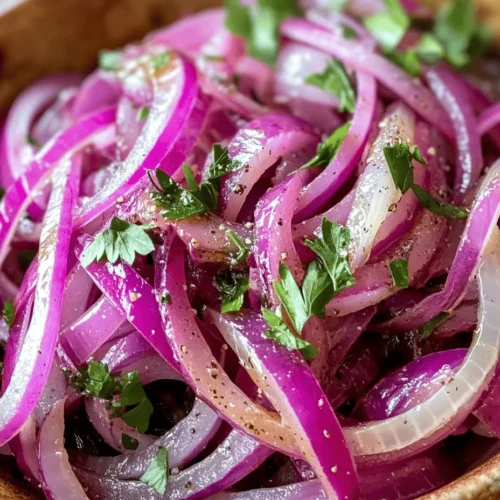 Sumac Onions Delight is a vibrant and zesty dish that brings together the unique flavors of sumac and fresh onions, transforming simple ingredients into a culinary experience. This dish has its roots in Middle Eastern cuisine, where sumac is often used to enhance the flavors of various dishes. It showcases the beauty of using fresh, high-quality ingredients that not only elevate the taste but also contribute to a healthier meal. Sumac Onions Delight can be served as a side dish, a topping for grilled meats, or even as a component in salads, lending its tangy flavor profile to a variety of culinary creations.