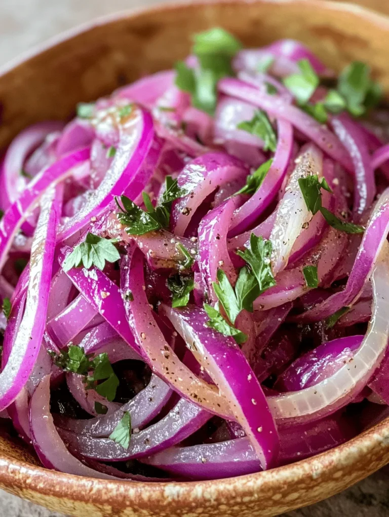 Sumac Onions Delight is a vibrant and zesty dish that brings together the unique flavors of sumac and fresh onions, transforming simple ingredients into a culinary experience. This dish has its roots in Middle Eastern cuisine, where sumac is often used to enhance the flavors of various dishes. It showcases the beauty of using fresh, high-quality ingredients that not only elevate the taste but also contribute to a healthier meal. Sumac Onions Delight can be served as a side dish, a topping for grilled meats, or even as a component in salads, lending its tangy flavor profile to a variety of culinary creations.