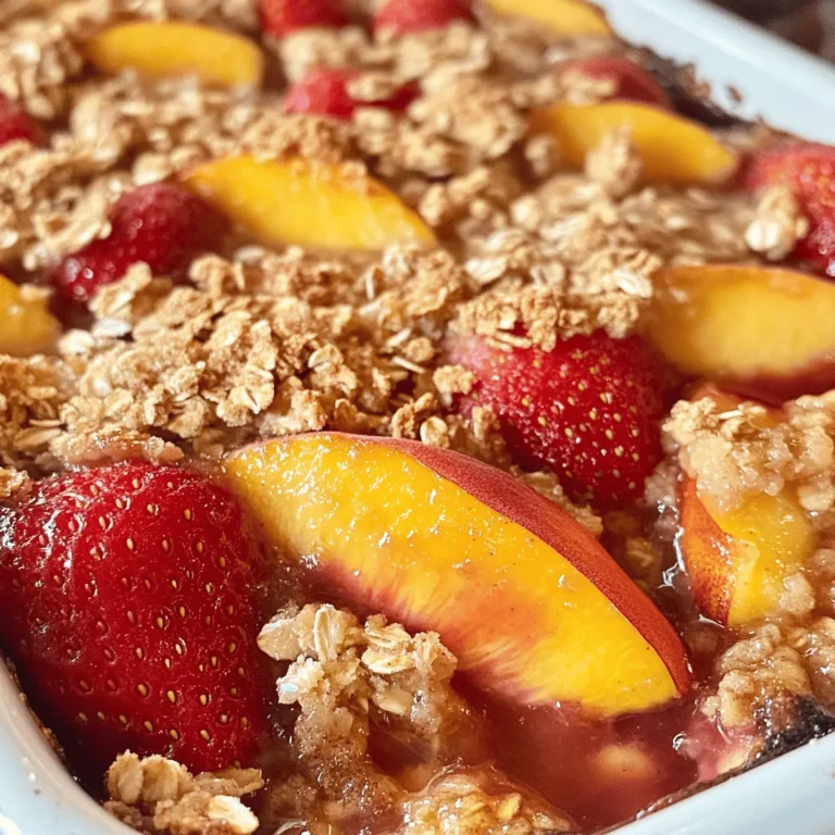 As the warm sun ushers in the sweet scents of summer, there's no better way to celebrate the season than with a refreshing fruit crisp. The Strawberry Peach Crisp Delight is a quintessential seasonal dessert that encapsulates the essence of summer's bounty. The delightful combination of juicy strawberries and succulent peaches creates a flavor profile that is both vibrant and refreshing, capturing the sweetness of these fruits at their peak ripeness.