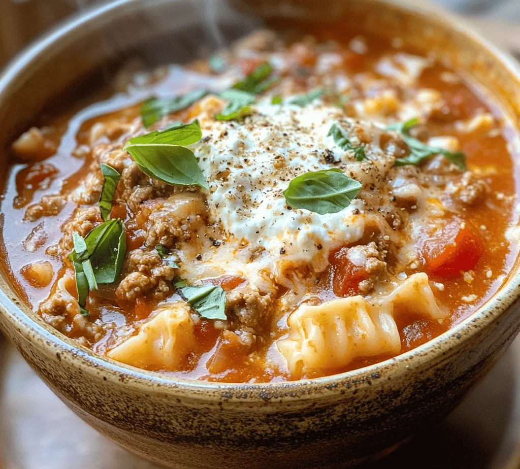 Welcome to a culinary adventure where comfort food takes a delicious twist! In this article, we dive into the rich and hearty world of lasagna soup, a dish that perfectly combines the flavors of traditional lasagna with the warmth and ease of a soup. Imagine the classic layers of pasta, savory ground meat, and cheesy goodness all wrapped up in a delightful broth; that’s exactly what lasagna soup brings to your table. This recipe not only satisfies your taste buds but also offers a quick and convenient way to enjoy a classic favorite. Whether you’re cooking for a family gathering or a cozy night in, our BEST Lasagna Soup Recipe is sure to become a staple in your kitchen.