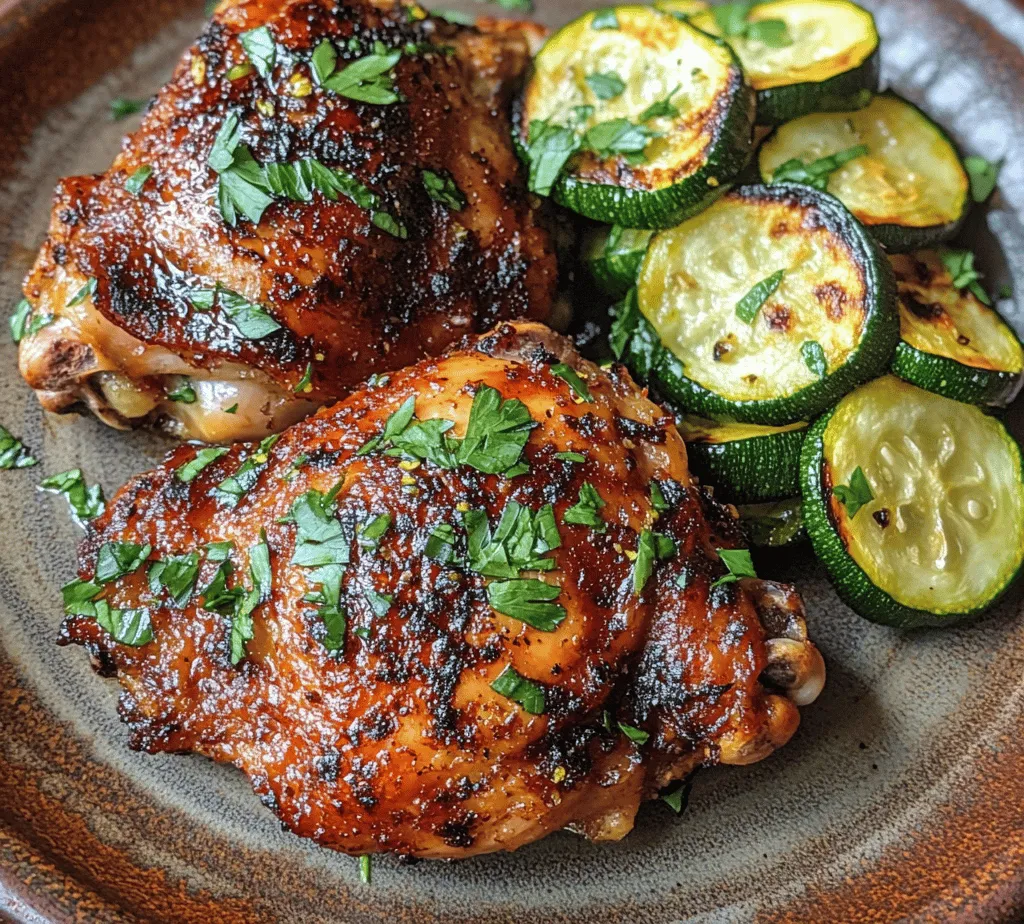 If you’re looking for a dish that embodies the essence of smoky, rich flavors paired with the refreshing brightness of seasonal vegetables, look no further than Smoky Asado Chicken with Lemon Zucchini Bliss. This delightful recipe is a perfect fusion of traditional Latin American cooking and contemporary culinary techniques, making it an ideal choice for everything from weeknight dinners to festive gatherings. Featuring juicy, marinated chicken thighs that soak up a delicious smoky marinade, this dish is complemented beautifully by sautéed zucchini, kissed by the zesty notes of lemon.
