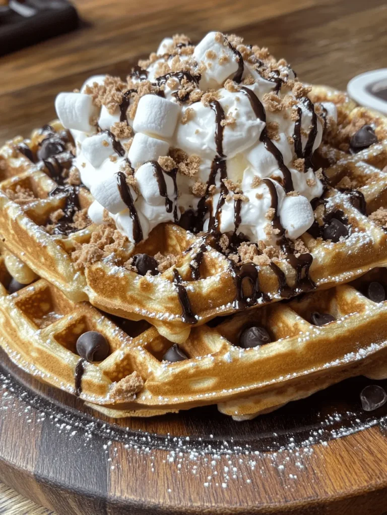 The combination of gooey marshmallows, rich chocolate, and crunchy graham crackers has long delighted dessert lovers, but what if you could enjoy this beloved flavor in a new form? Enter the indulgent S’mores waffles! These pillowy, crispy waffles bring the campfire classic into a breakfast or brunch treat that’s sure to impress. Imagine waking up to the tantalizing aroma of freshly made waffles, infused with the nostalgic flavors of your favorite childhood treat. This innovative dish not only adds a fun twist to your morning routine but also serves as a delightful way to indulge in a classic dessert any time of day.