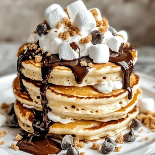 S’mores pancakes are the ultimate indulgence, combining the beloved flavors of a classic campfire treat with the fluffy goodness of pancakes. Imagine waking up to the sweet aroma of warm, fluffy pancakes infused with rich chocolate, gooey marshmallows, and crunchy graham cracker crumbs. This delightful recipe transforms your breakfast table into a nostalgic experience, evoking memories of summer nights spent around a fire, roasting marshmallows, and sharing stories with friends and family.