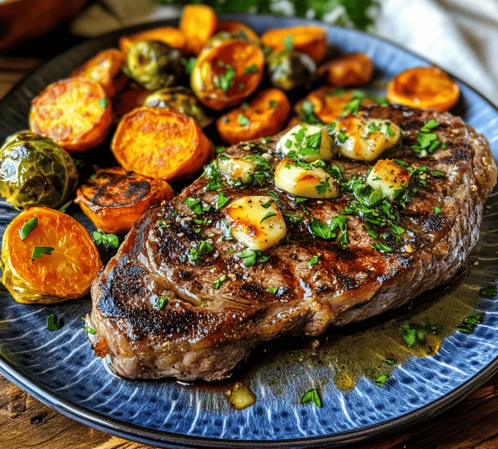 There's something irresistibly comforting about a hearty meal after a long day, and few dishes encapsulate this feeling quite like Garlic Butter Steak with Brussels Sprouts and Sweet Potatoes. This dish combines the rich flavors of a perfectly cooked ribeye steak with the earthy notes of roasted Brussels sprouts and the sweetness of caramelized sweet potatoes, creating a symphony of tastes that is both satisfying and sophisticated. Whether you're winding down after a busy week or hosting friends for a special gathering, this recipe promises to impress and delight.