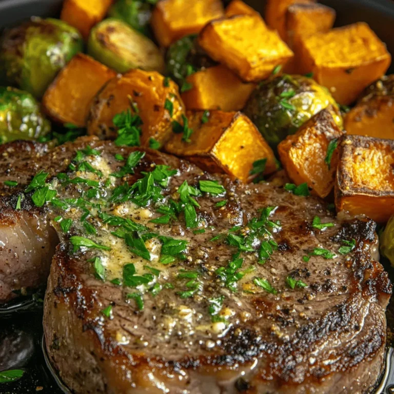There's something irresistibly comforting about a hearty meal after a long day, and few dishes encapsulate this feeling quite like Garlic Butter Steak with Brussels Sprouts and Sweet Potatoes. This dish combines the rich flavors of a perfectly cooked ribeye steak with the earthy notes of roasted Brussels sprouts and the sweetness of caramelized sweet potatoes, creating a symphony of tastes that is both satisfying and sophisticated. Whether you're winding down after a busy week or hosting friends for a special gathering, this recipe promises to impress and delight.