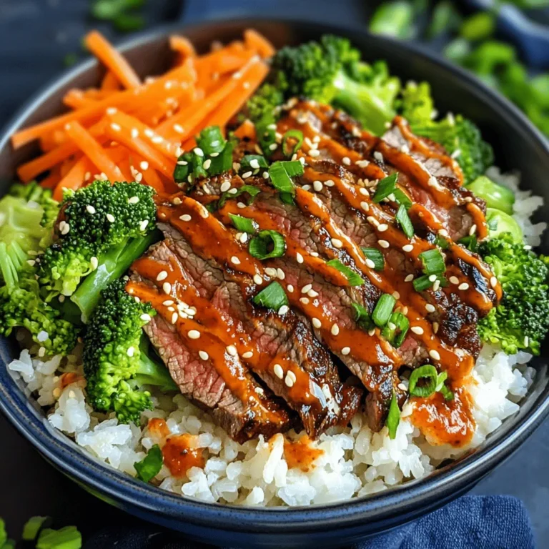 Korean BBQ Steak Rice Bowls are a delightful fusion of flavors and textures that have become increasingly popular in home kitchens and restaurants alike. This dish combines tender, marinated flank steak with vibrant vegetables and a rich, spicy cream sauce, creating a meal that is not only visually appealing but also packed with nutrients. The contrast of savory beef, aromatic jasmine rice, and fresh vegetables makes for a satisfying and wholesome dish that can be enjoyed for lunch or dinner.