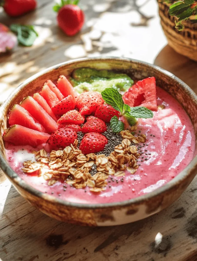 In recent years, smoothie bowls have surged in popularity, becoming a staple for health enthusiasts and food lovers alike. These vibrant, customizable dishes not only serve as a feast for the eyes but also pack a nutritious punch. Smoothie bowls are perfect for breakfast, a refreshing snack, or even a light dessert. Their versatility allows you to mix and match flavors, textures, and toppings to suit your palate. One standout option is the Refreshing Watermelon and Strawberry Smoothie Bowl, a delightful and invigorating blend that brings together the best of summer's bounty.