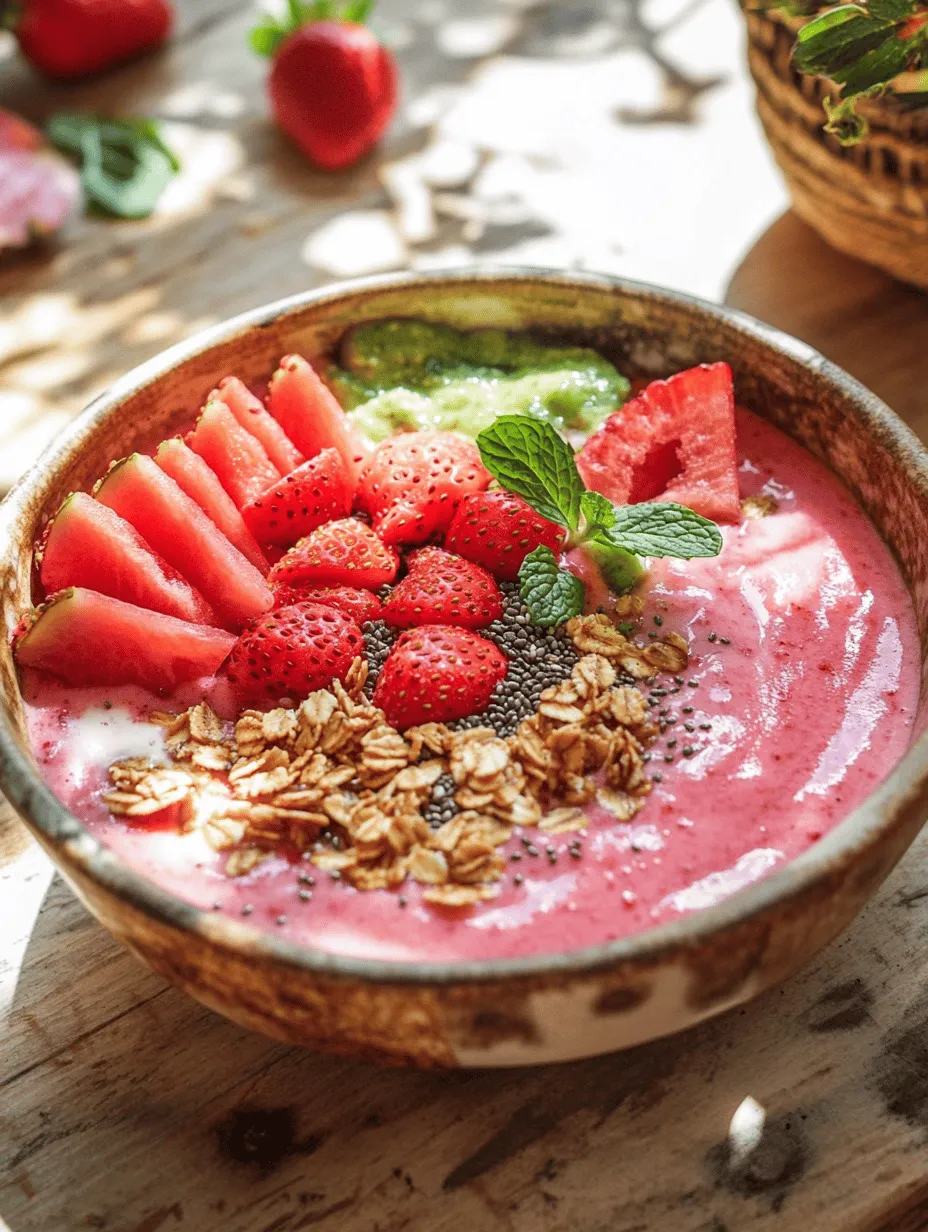 In recent years, smoothie bowls have surged in popularity, becoming a staple for health enthusiasts and food lovers alike. These vibrant, customizable dishes not only serve as a feast for the eyes but also pack a nutritious punch. Smoothie bowls are perfect for breakfast, a refreshing snack, or even a light dessert. Their versatility allows you to mix and match flavors, textures, and toppings to suit your palate. One standout option is the Refreshing Watermelon and Strawberry Smoothie Bowl, a delightful and invigorating blend that brings together the best of summer's bounty.