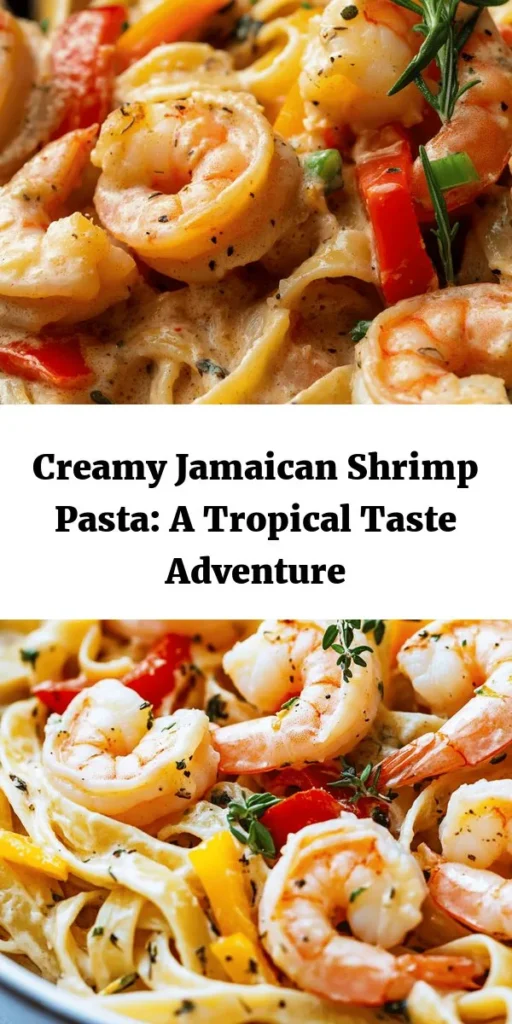 Treat yourself to a taste of the Caribbean with this Jamaican Shrimp Pasta! This creamy dish combines perfectly cooked fettuccine or linguine with succulent shrimp, sautéed bell peppers, and a rich sauce made from coconut milk and heavy cream. Enhanced with Jamaican jerk seasoning and a zesty kick of lime, it’s an irresistible meal that's simple to make in just 30 minutes. Garnish with fresh thyme and green onions for a delightful finish!