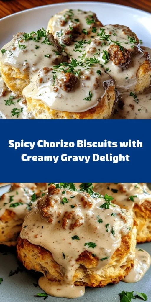 Elevate your breakfast game with these Spicy Chorizo Bliss Biscuits topped with creamy gravy! Fluffy homemade biscuits come alive with a zesty chorizo gravy, making this dish a perfect for brunch or a cozy dinner. Made with simple ingredients like flour, buttermilk, and chorizo, it’s easy to whip up in just 30 minutes. Garnish with fresh parsley for a pop of color and enjoy this delicious twist on a classic comfort food!