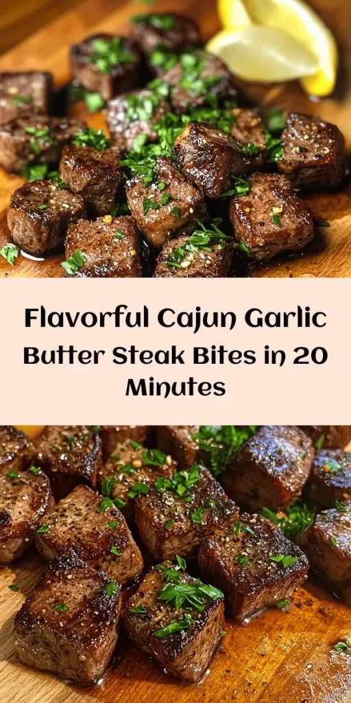 Indulge in the rich flavors of Cajun Garlic Butter Steak Bites! This easy recipe features tender sirloin or ribeye cubes seared to perfection and tossed in a delicious garlic butter sauce, enhanced with Cajun seasoning for that perfect kick. Ready in just 20 minutes, it’s perfect for a weeknight dinner or a special occasion. Serve with fresh parsley and optional lemon wedges for a delightful burst of flavor. Get ready to savor every bite!