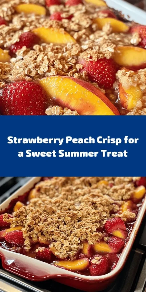 Indulge in the sweet and tangy goodness of this Strawberry Peach Crisp Delight! Fresh strawberries and peaches combine with a buttery oat topping for a dessert that’s perfect for any occasion. With just a few simple ingredients, you can whip this up in under an hour. Serve it warm, ideally with a scoop of vanilla ice cream for the ultimate treat. A delightful way to enjoy summer fruits, your family will be asking for seconds!