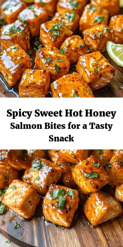 Transform your dinner with these Spicy and Sweet Hot Honey Salmon Bites! This quick and easy recipe features tender salmon coated in a flavorful mix of spices and glazed with a delicious hot honey sauce. Ready in just 20 minutes, they make a perfect appetizer or light meal. Garnish with fresh parsley and serve with lemon wedges for an extra kick. Ideal for seafood lovers looking to spice things up! Perfect for a weeknight dinner or entertaining guests.
