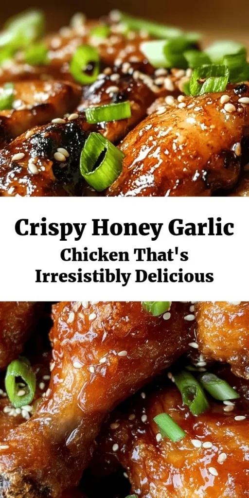 Indulge in the deliciousness of Crispy Chinese Honey Garlic Chicken! This easy recipe features bite-sized chicken thighs coated in a crunchy batter and tossed in a sweet and savory honey garlic sauce. Perfect for weeknight dinners or impressing guests, it takes just 30 minutes to prepare. Serve it hot, garnished with green onions or sesame seeds for an extra touch. Enjoy a taste of homemade Chinese takeout that everyone will love!