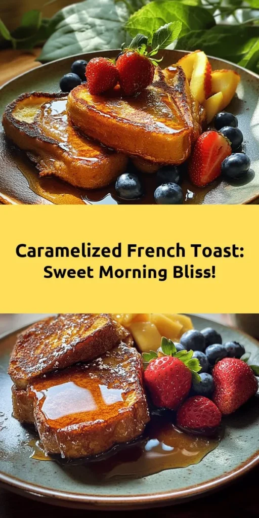 Indulge in the delightful sweetness of Easy Caramelized French Toast! This mouthwatering recipe features thick slices of brioche or challah soaked in a creamy, cinnamon-spiced egg mixture, then cooked to perfection in a brown sugar caramel. In just 20 minutes, you can serve this decadent breakfast treat topped with warm maple syrup and fresh fruit. Perfect for a cozy brunch or a special morning meal, your tastebuds will thank you! Don't miss out on this breakfast classic! 🍞✨