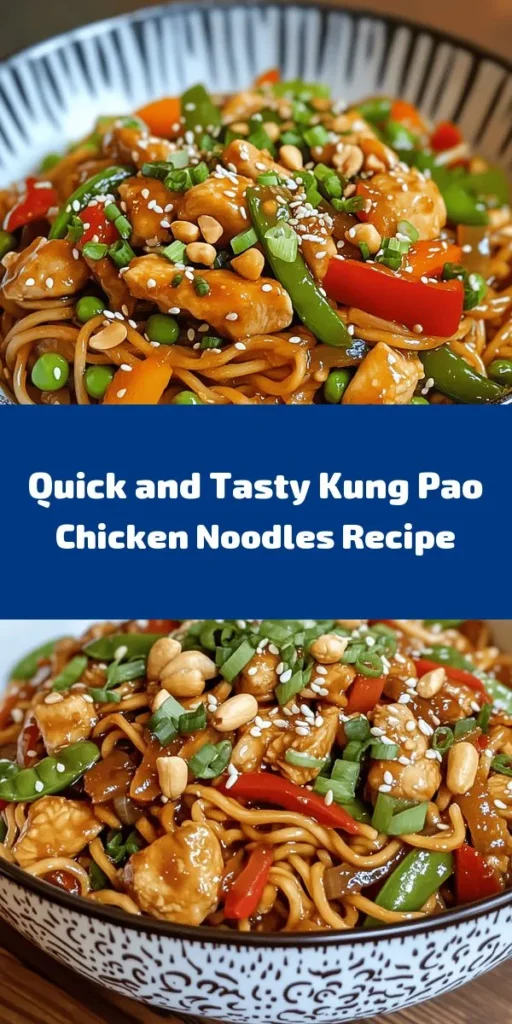 Savor the bold flavors of this Kung Pao Chicken Noodles recipe! With tender chicken, colorful bell peppers, and crunchy snap peas, this dish is a delightful mix of textures and tastes. Tossed with egg noodles and a spicy, savory sauce, it’s perfect for a quick weeknight dinner or a cozy weekend meal. Ready in just 30 minutes and serves 4, this easy recipe is a must-try for any noodle lover. Don’t forget the sesame seeds for an extra crunch!