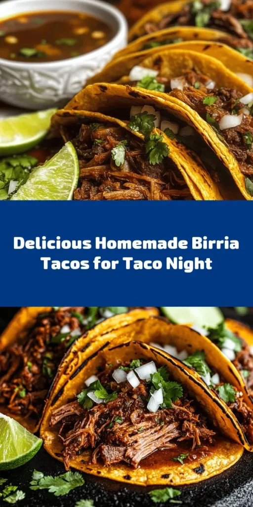 Dive into the flavor explosion of my favorite Birria Tacos! With tender beef chuck roast simmered in a rich, spicy sauce made of guajillo and ancho chiles, this recipe will have your taste buds dancing. Garnish with fresh cilantro and onions, and add a squeeze of lime to elevate every bite. Perfect for sharing, especially with a side of the delicious consomé for dipping. Get ready for a taco night to remember!