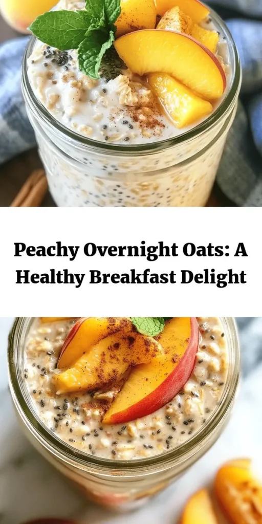 Start your day the delicious and healthy way with these irresistible overnight oats featuring ripe peaches! This simple recipe combines rolled oats, almond milk, and Greek yogurt for a creamy base, enhanced with chia seeds, honey, and a dash of cinnamon. Perfectly portioned in mason jars, let them chill overnight for a quick grab-and-go breakfast. Top with fresh peach slices and mint for an extra burst of flavor. Enjoy cold or warmed—either way, it's a delightful morning treat!
