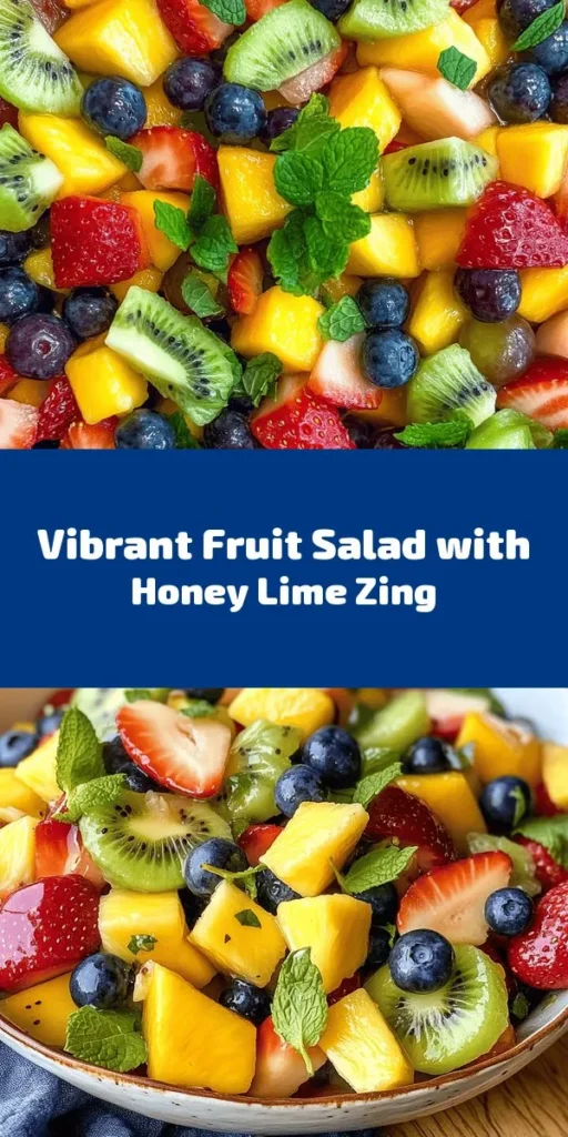 Brighten your day with this refreshing fruit salad drizzled in a delicious honey lime dressing! Packed with strawberries, blueberries, kiwi, pineapple, grapes, and mango, this colorful mix is not only a feast for the eyes but also a nutritious treat. Whisk together honey, lime juice, and zest for the perfect tangy touch. Chill for 15 minutes and serve cold for a delightful snack, side dish, or dessert. Perfect for summer gatherings!