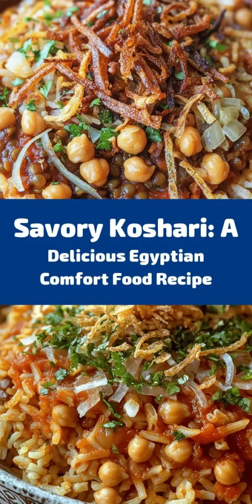 Discover the flavors of Egypt with this Koshari Delight recipe! This classic dish features layers of lentils, rice, and macaroni topped with a rich tomato sauce and crispy fried onions. It's both hearty and satisfying, perfect for family meals or gatherings. Packed with spices like cumin and coriander, this dish is a vibrant explosion of taste. Garnish with chickpeas for added protein and serve warm. Easy to follow, this recipe is sure to impress!