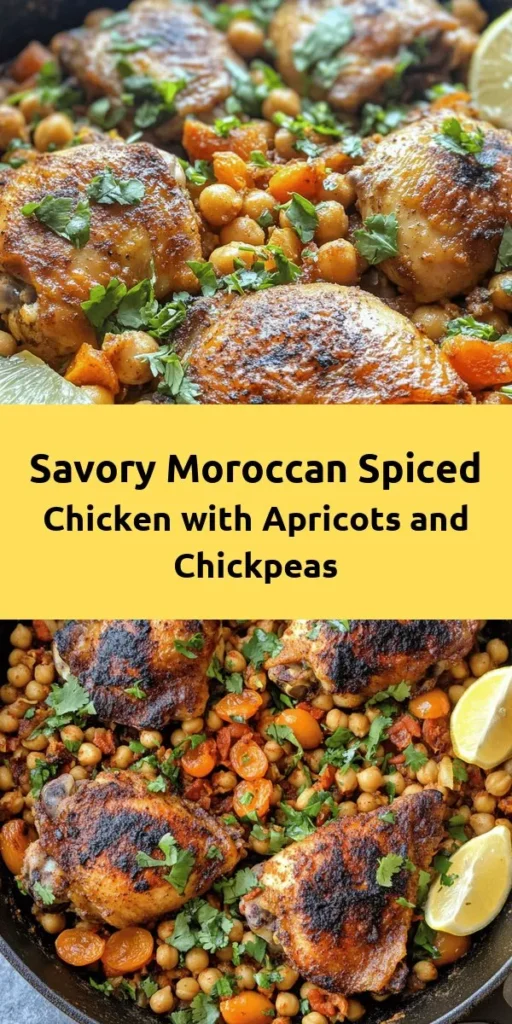 Discover the flavors of Morocco with this delicious Moroccan Spiced Chicken recipe! Tender chicken thighs are marinated in a warm blend of spices, seared to perfection, and simmered with chickpeas and sweet apricots. It’s a one-pan wonder that's easy to make and full of flavor. Serve it garnished with fresh herbs and lemon wedges alongside couscous or warm pita for a delightful meal. Perfect for dinner and sure to impress!